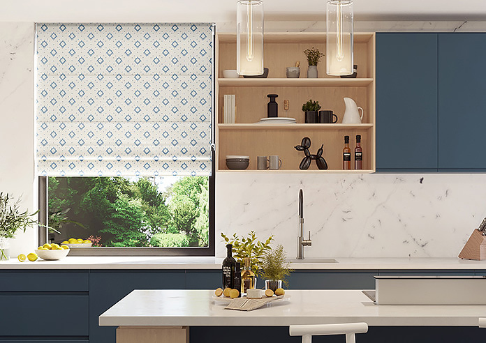 Huaraz Velvet, Cool Blue - Roman Blind - Image 3